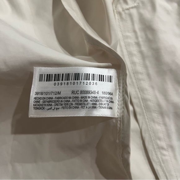 Zara Origins Rain Coat Windbreaker Men’s Size Medium Ivory Drawstring Waist - Picture 14 of 15